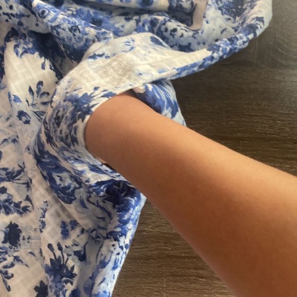 J.Jill Sleeveless White and Blue Floral Toile Lined Maxi Dress Size Small Petite - Picture 9 of 10